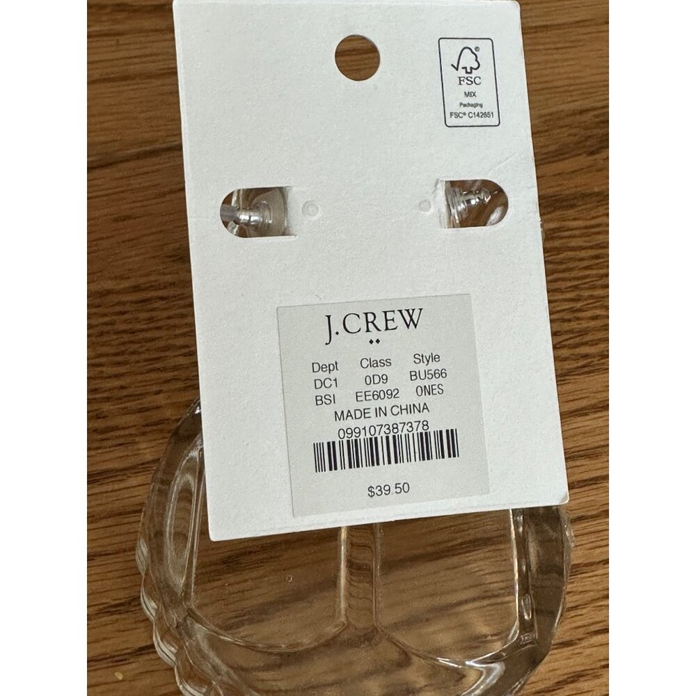 J. Crew Factory Silver Crescent Moon Hoop Stud Earrings - Picture 3 of 3